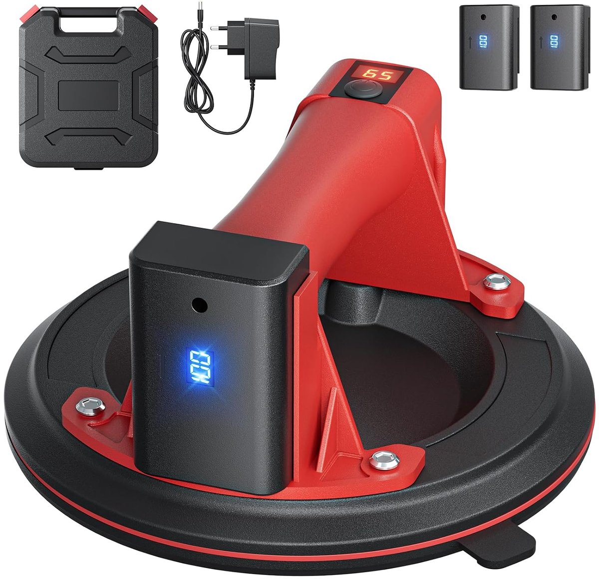 8" Vacuümlifter - elektrische vacuümlifter - draagkracht max. 200 kg - accu vacuümlifter - zuignappen voor materiaaltransport met 2 accu's - vacuümlifter glaslifter voor glas - tegels - marmer