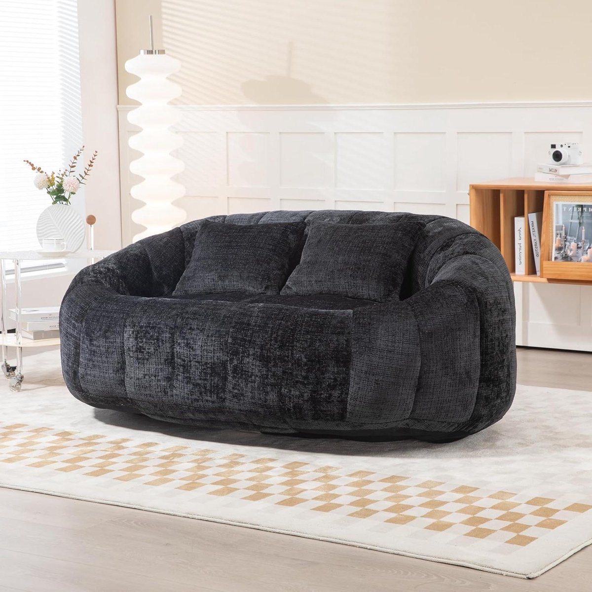 Zitzak Bank - Luie Sofa - Ontspannen Zitten - Traagschuim Vulling - 95 x 150 cm - Zwart