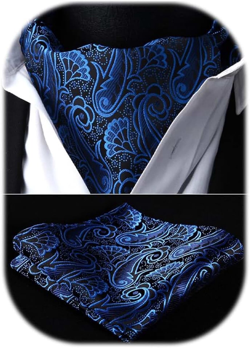 Cravat voor mannen Zijden Paisley Cravats en Zakdoek Jacquard Bruiloft Ascot Tie & Pocket Square Set voor Zakelijke Feest