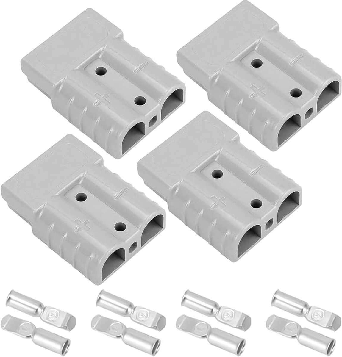 4 stuks 50 A batterijaansluitstekkers, 600 V snelverbindingsstekker voor batterijen voor Anderson Forklift caravan/trailer (grijs)
