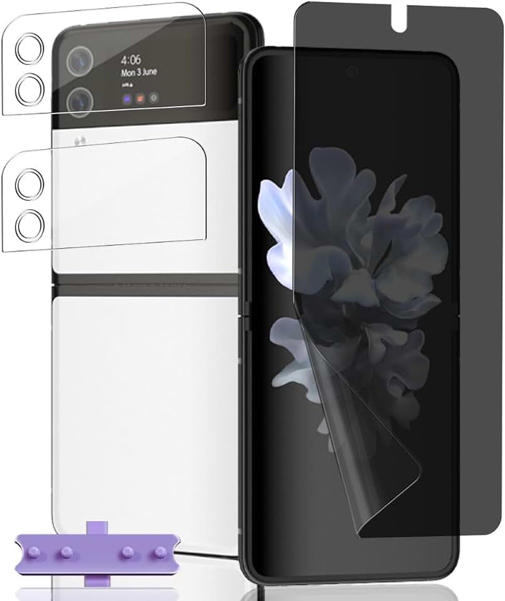 Displaybeschermfolie voor Samsung Galaxy Z Flip 3 + gehard glas, krasbestendig, anti-spion, zachte TPU-folie voor Galaxy Z Flip 3
