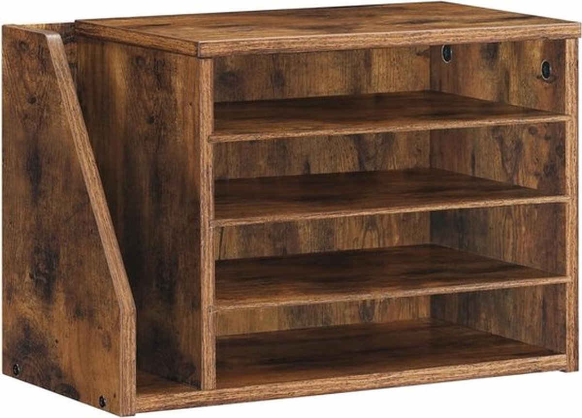 Bureau Literatuur Organizer voor Kantoor en Thuis, Verstelbare Postsorteerder voor Documenten, Tijdschriften en Mappen met Houten Afwerking