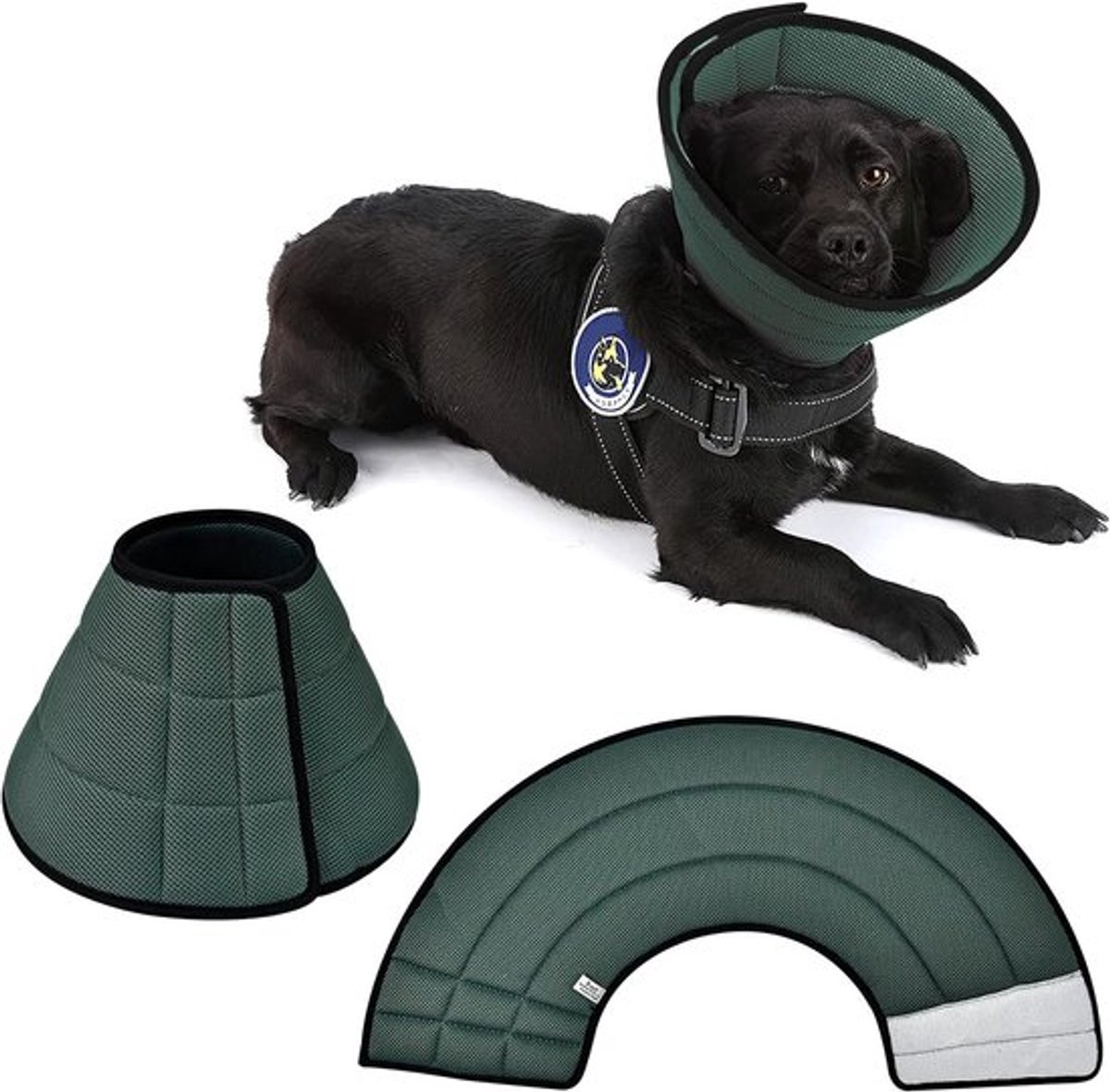 Ademend Mesh Elizabethaanse Halsband voor Honden, Katten en Konijnen - Zacht en Verstelbaar E-collar voor Sneller Herstel, Anti-Bijten en Anti-Likken, Gemakkelijk Eten en Drinken (Grijs Groen)