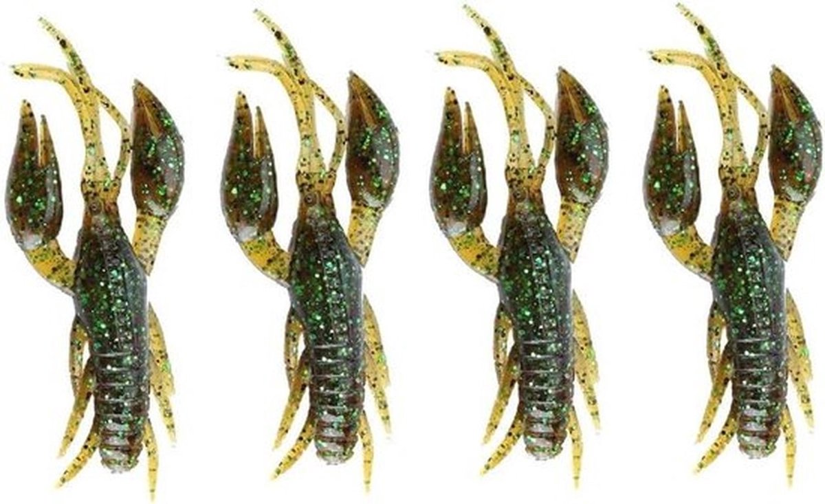 Kunstmatige aas - vissen - zoutwater - Groen Soft Crawfish, 4 stuks, kunstmatige aas, garnaal klem krab garnalen craw chunk aas voor zoetwater vissen zoutwater vissen. (Donkergroen)