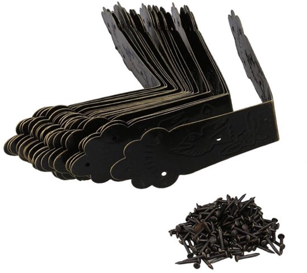 Hoekbeschermers Antiek - 20 Stuks - Decoratief Brons - Houten Kisten - Tafelranden - Inclusief Schroeven - Hoekbeschermer