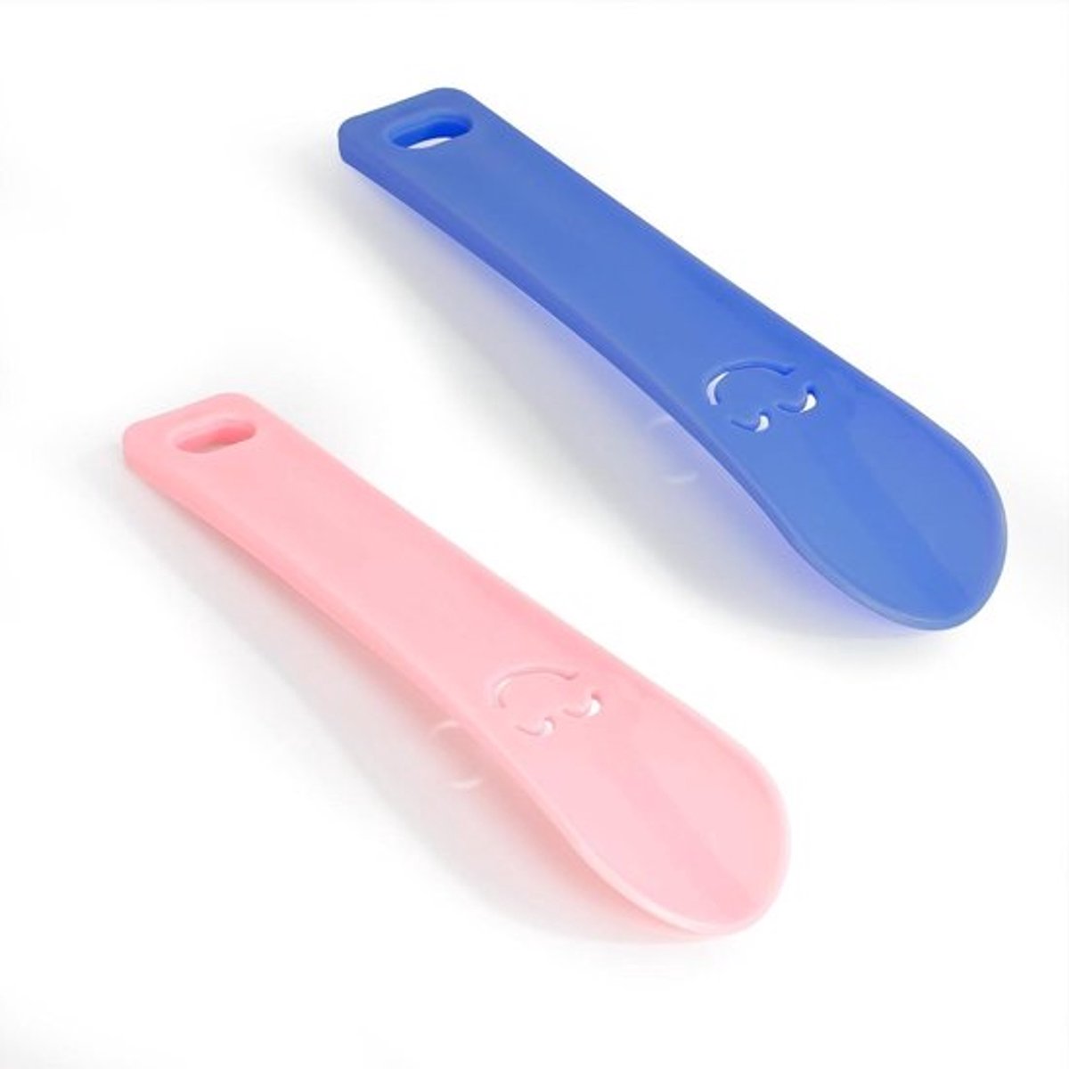 Premium - Schoenlepel voor kinderen en volwassenen, set van 2, blauw en roze, thuis en op reis