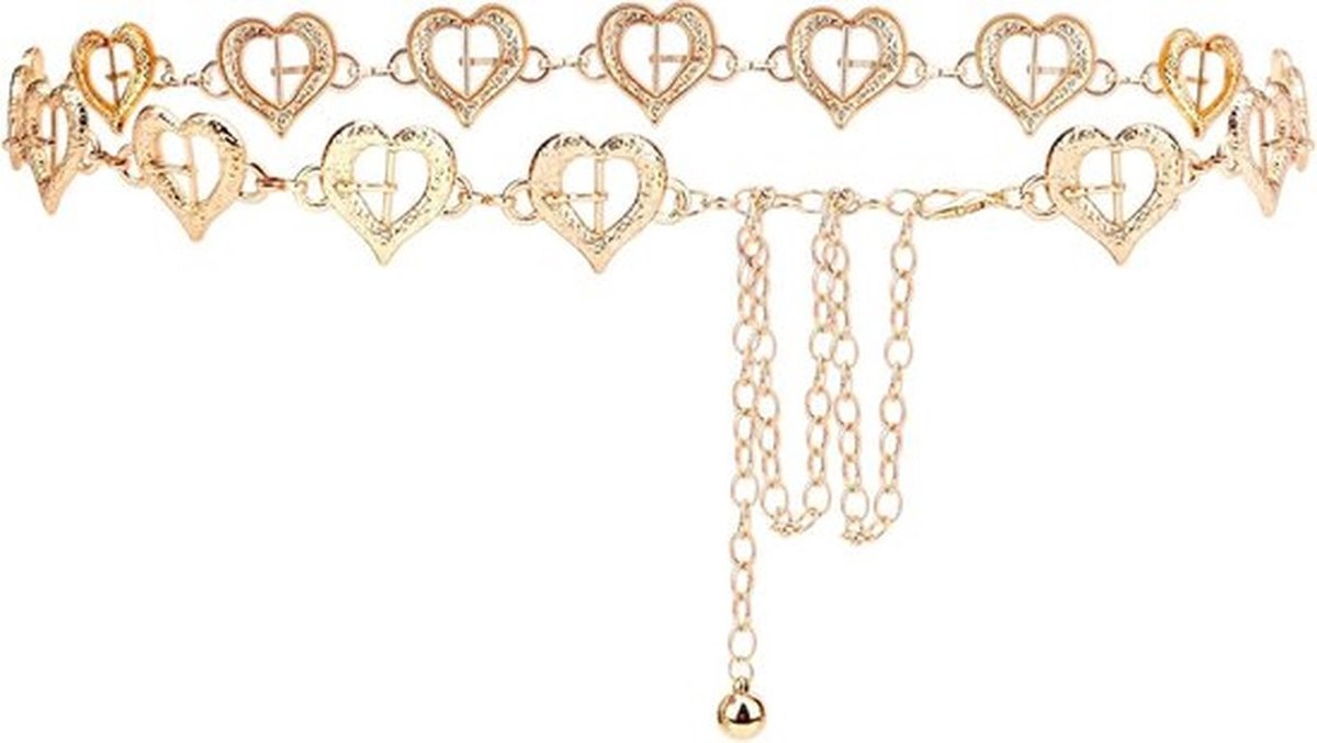 Vrouwen Kettingriem - Gouden Metalen Riem - Extra Lange Lichaamsketting - 47 Inch Verstelbare Riemketting - Vrouwen - Buik Taille - Dikke Riem - Goud - Geschikt voor Plus Size