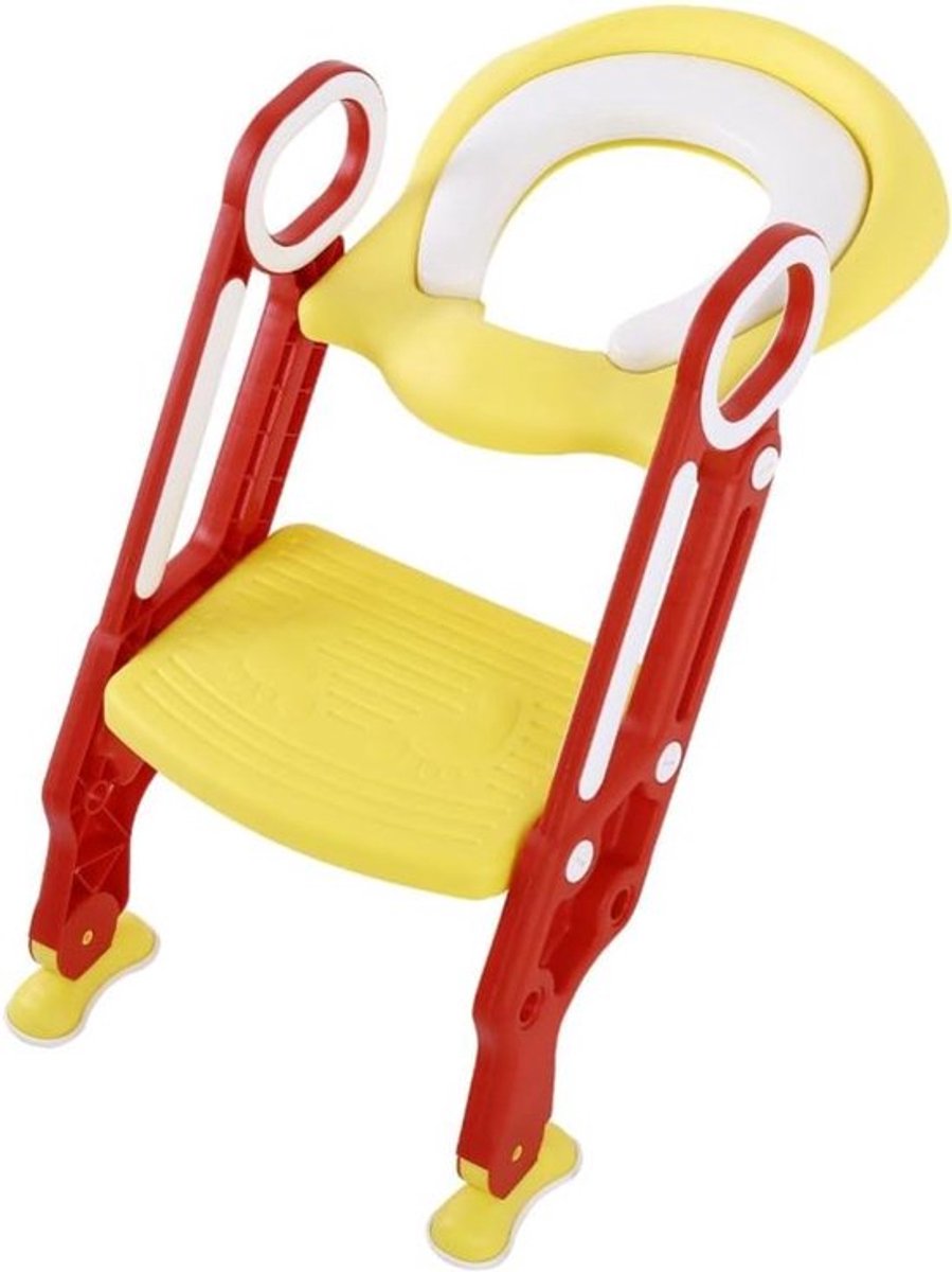 Toilet trainer - potchentrainer - potje - universeel - verstelbare trap - zacht zitontwerp - opvouwbaar - antislip - 1 jaar - rood - geel