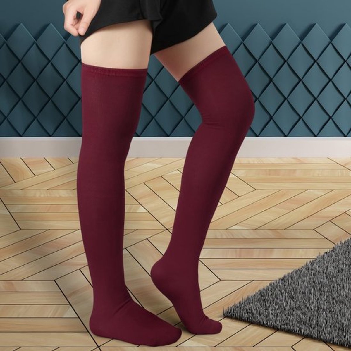Knielange Kousen - Dames/Meisjes - Katoen/Polyester - Comfortabel/Elastisch - Duurzaam/Slijtvast - Eén Maat Pas Allemaal - Dijhoge Sokken