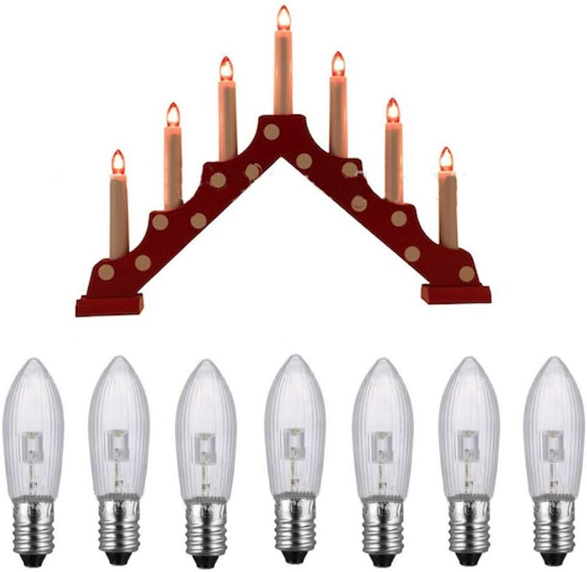 E10 LED-reservelampen, gloeilampen, topkaars voor lichtketting, 10V-55V AC