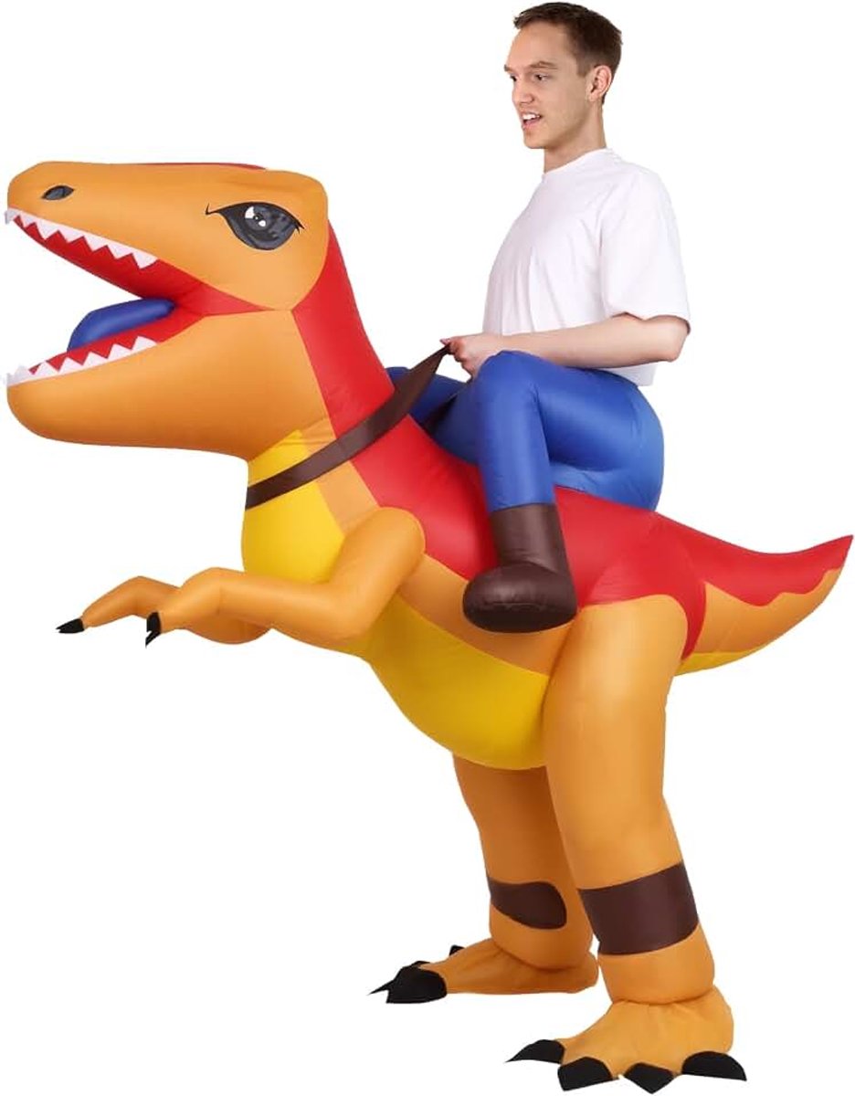 Opblaasbaar dinosauruskostuum voor dames en heren, grappig carnavalskostuum voor Halloween, Kerstmis, carnaval, feest