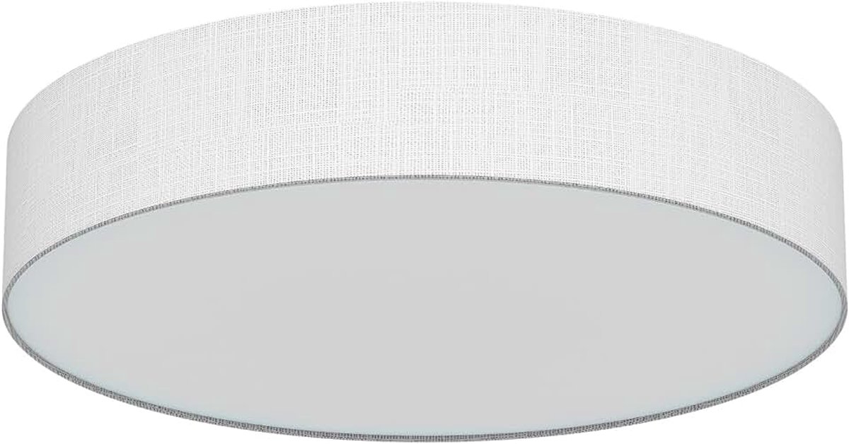 Stoffen Plafondlamp, Ronde Linnen Lampenkap, E27 fitting x 6, max.40W, Ø60cm x H10cm, Grijs, voor Woonkamer, Slaapkamer, Eetkamer, Kantoor