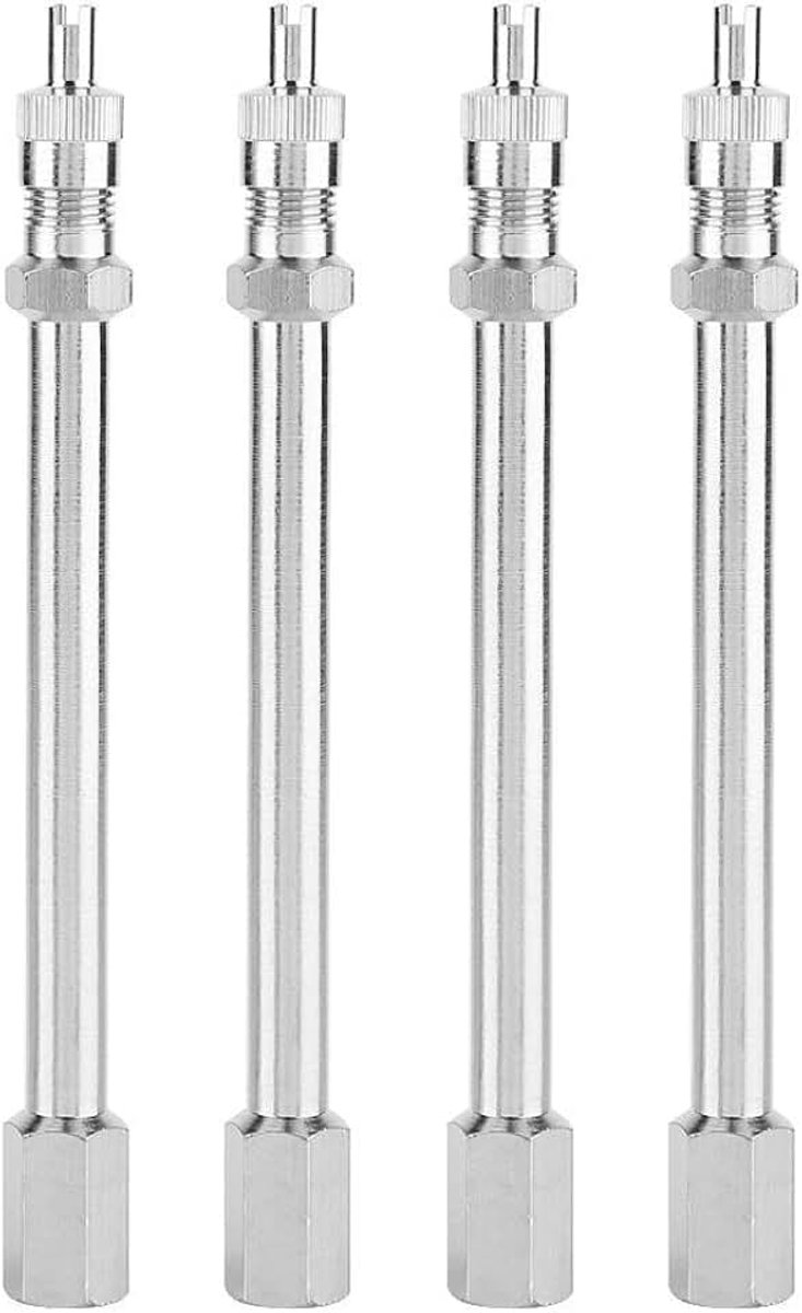 Bandventielverlenging, autoband ventielverlenging, 4 stuks ventielverlenging adapter band ventielverlenging 100mm chroom auto vrachtwagen opblaasbaar apparaat toebehoren