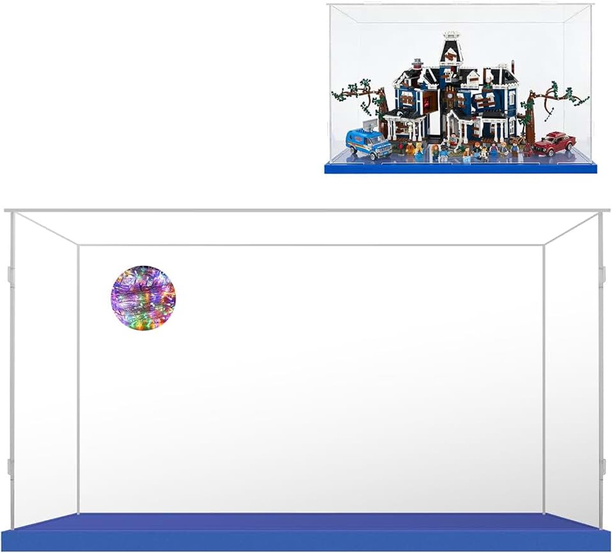 Vitrine 55x25x35,Presentatiedoos voor Stranger Things The Creel House 11370 (Blauwe Basis)