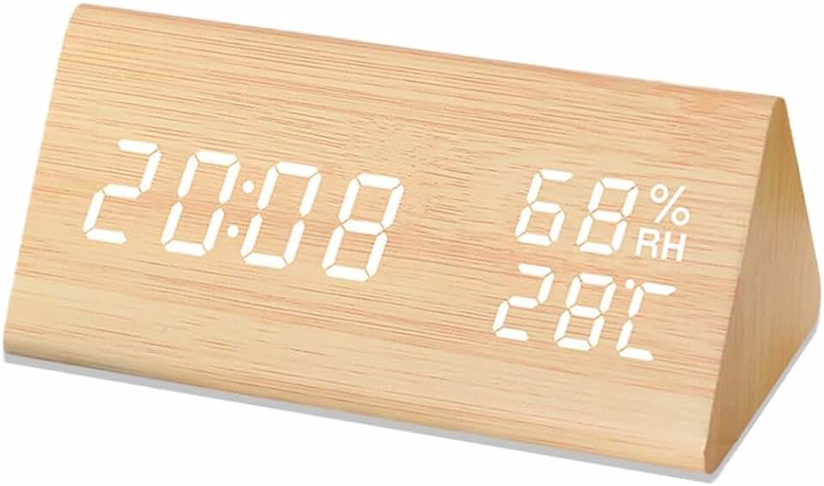 Wekker TimeDate Weergave Temperatuur Vochtigheid Detectie | Digitale Elektronische LEIDENE 3 Alarminstellingen 3 Niveauhelderheid voor Huisslaapkamer