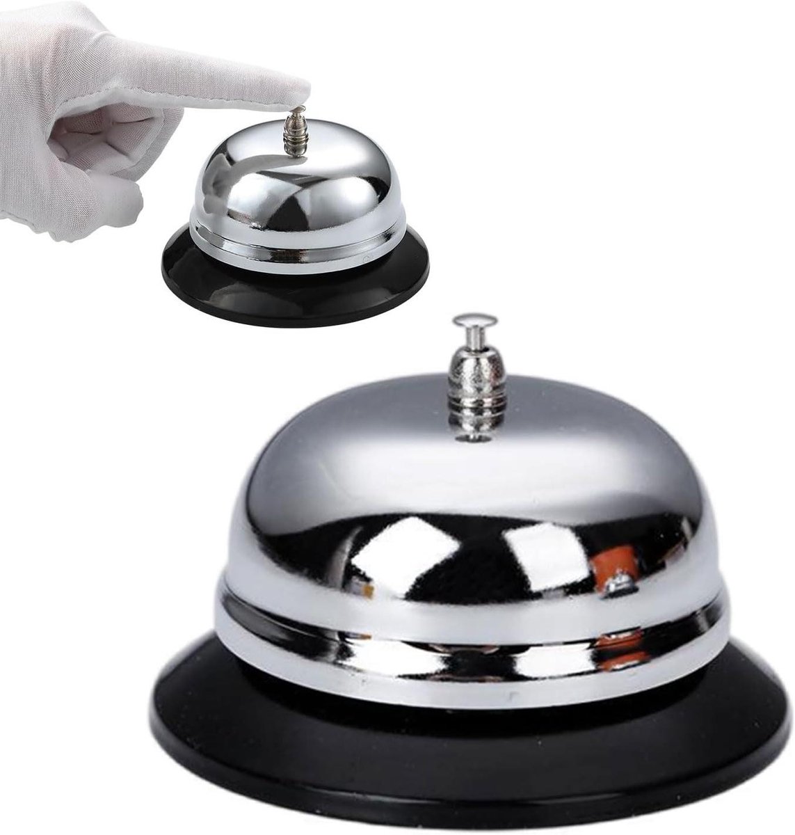 Serviceknop Tafelbel - Ontvangstbel Keukenbel - Snelle Service Melden - Roestvrij Staal - Twee Maten - Zilver