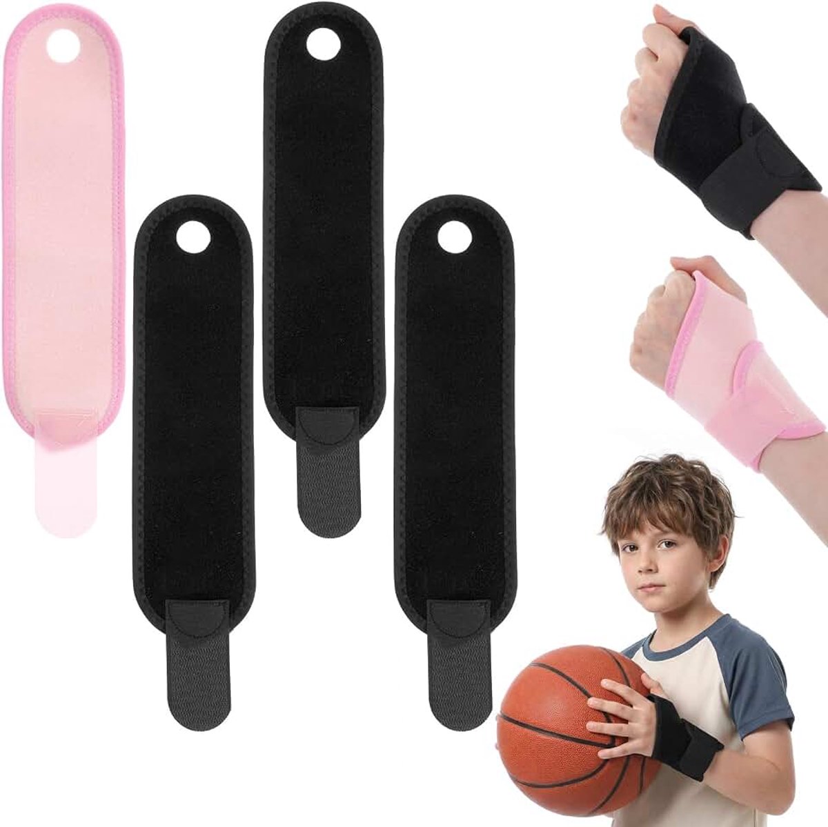 4 stuks polsbandages, elastische verstelbare polssteun, polsbandages, polsbandages, fitness, voor verstuikingen, peesschedeontsteking, voor linker- of rechterhand