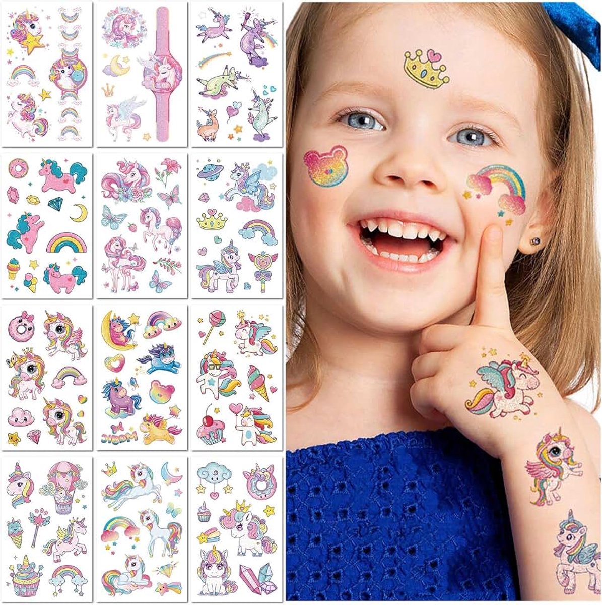 Tijdelijke Tattoos voor Kinderen Eenhoorn Cartoon Waterdicht Nep Tattoo Stickers Leuke Body Art voor Meisjes Jongens Feestgoodiebag