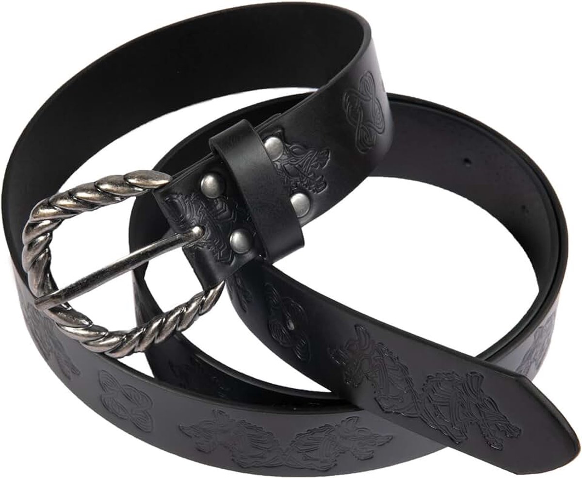Lederen riem, Viking Fenrir Wolf reliëf lederen gesp riem middeleeuwse ridder O Ring riem Retro LARP Renaissance riem Viking Armor accessoire
