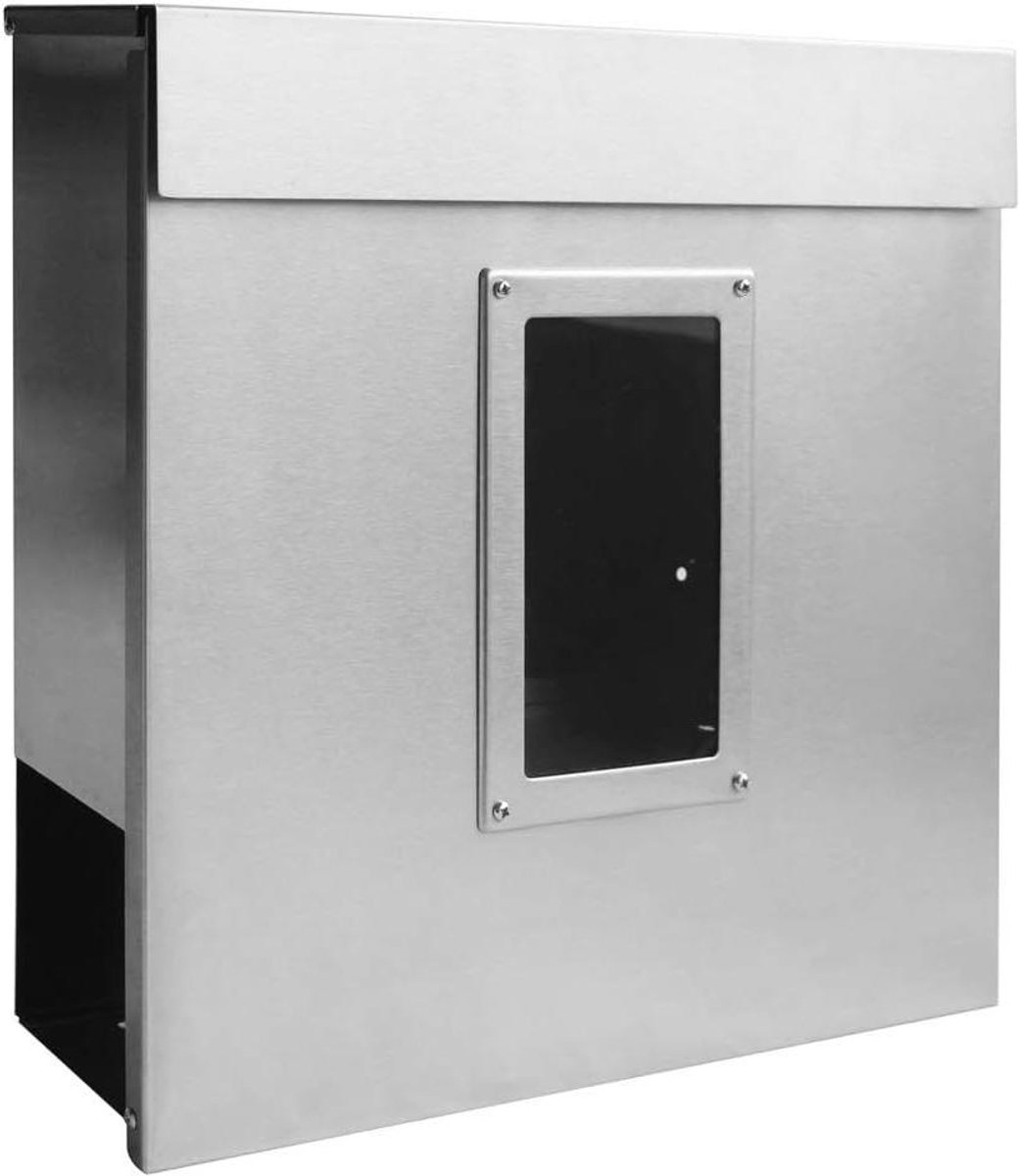 Moderne Brievenbus - Post Box - Post Ontvangen - Met Krantenvak - 37 x 37 cm - Zilver