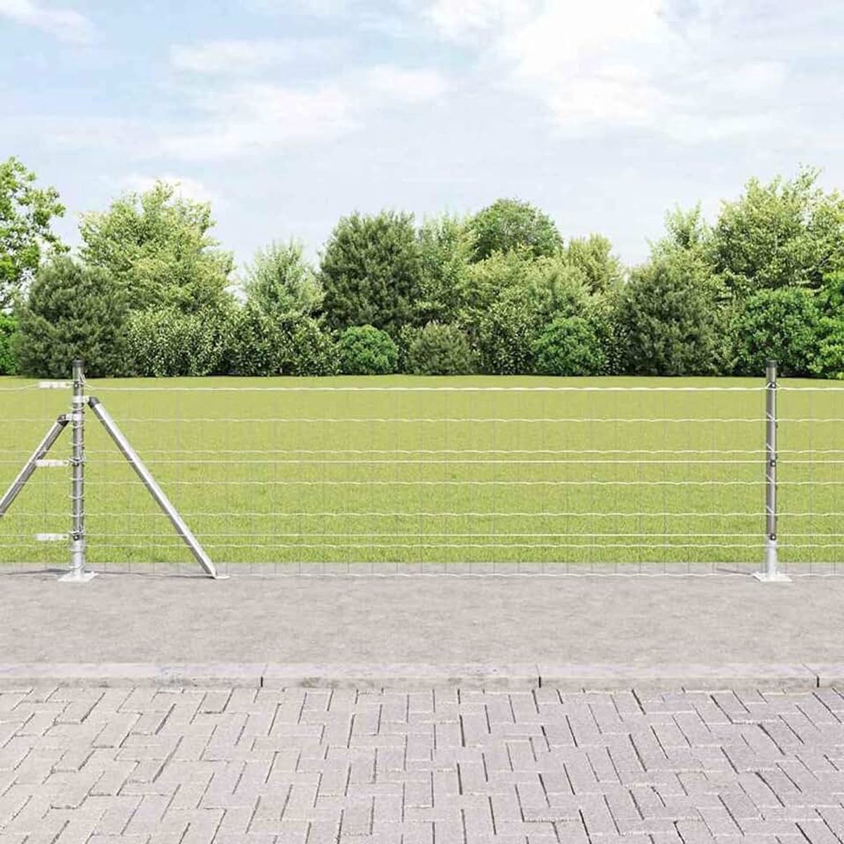 Palen 0,6 x 25 m verzinkt staal, stabiele stalen palen voor tuinhekken, landbouw, wilgennetten, kippendraad 3351034