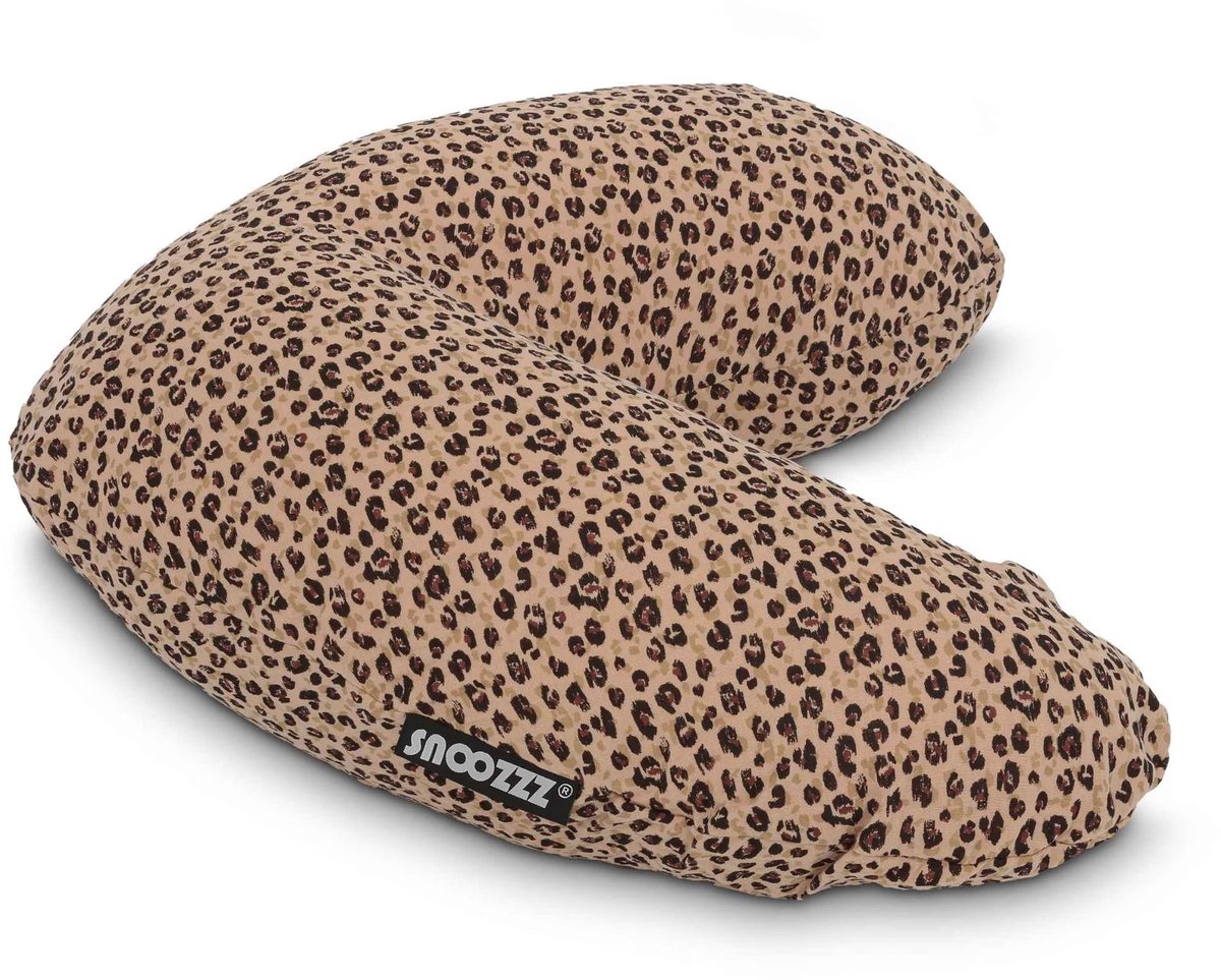 Snoozzz Voedingskussenhoes Small - Hoes voor voedingskussen zwangerschapskussen - 125 cm - Zachte teddy met katoen - Cheetah