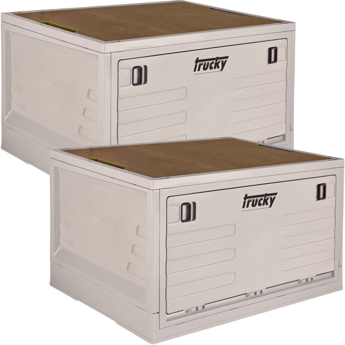 Opbergdoos, 35 L, camping, vouwdoos, opbergdoos met deksel, inklapbaar, opbergen, doos, 47 x 35 x 24 cm, beige, Trucky