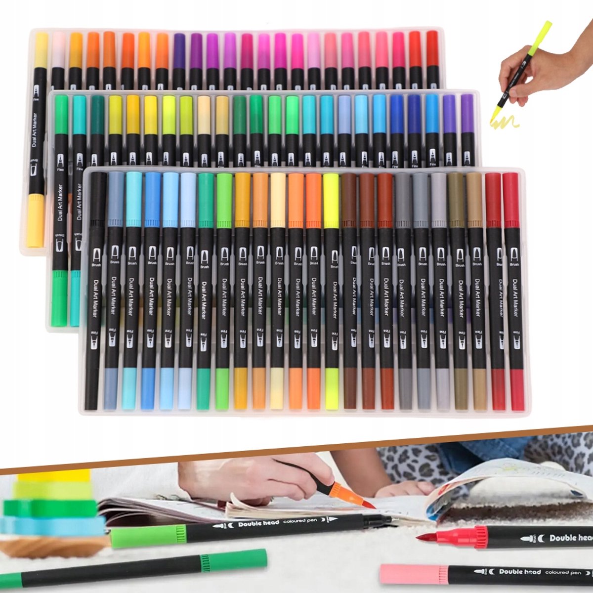 100x dubbelzijdige aquarelstiften - levendige kleuren