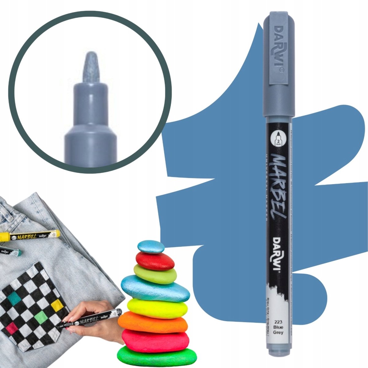 Acrylmarker MARBEL 2mm Blue Grey - Voor Diverse Ondergronden