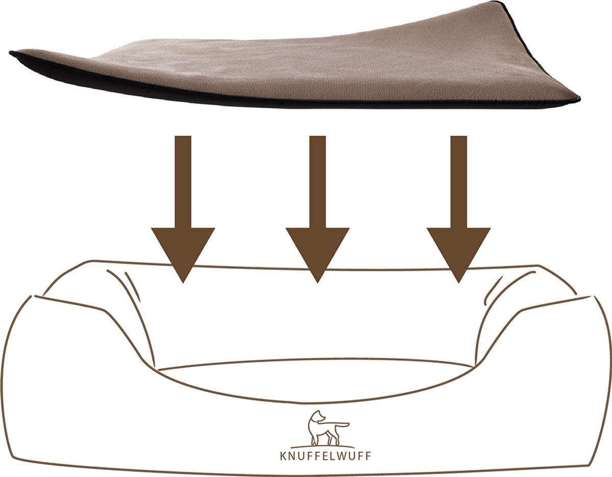 Knuffelwuff knuffelzachte inlegmat teddystof voor hondenbed Vorm: Classic maat M-L bruin