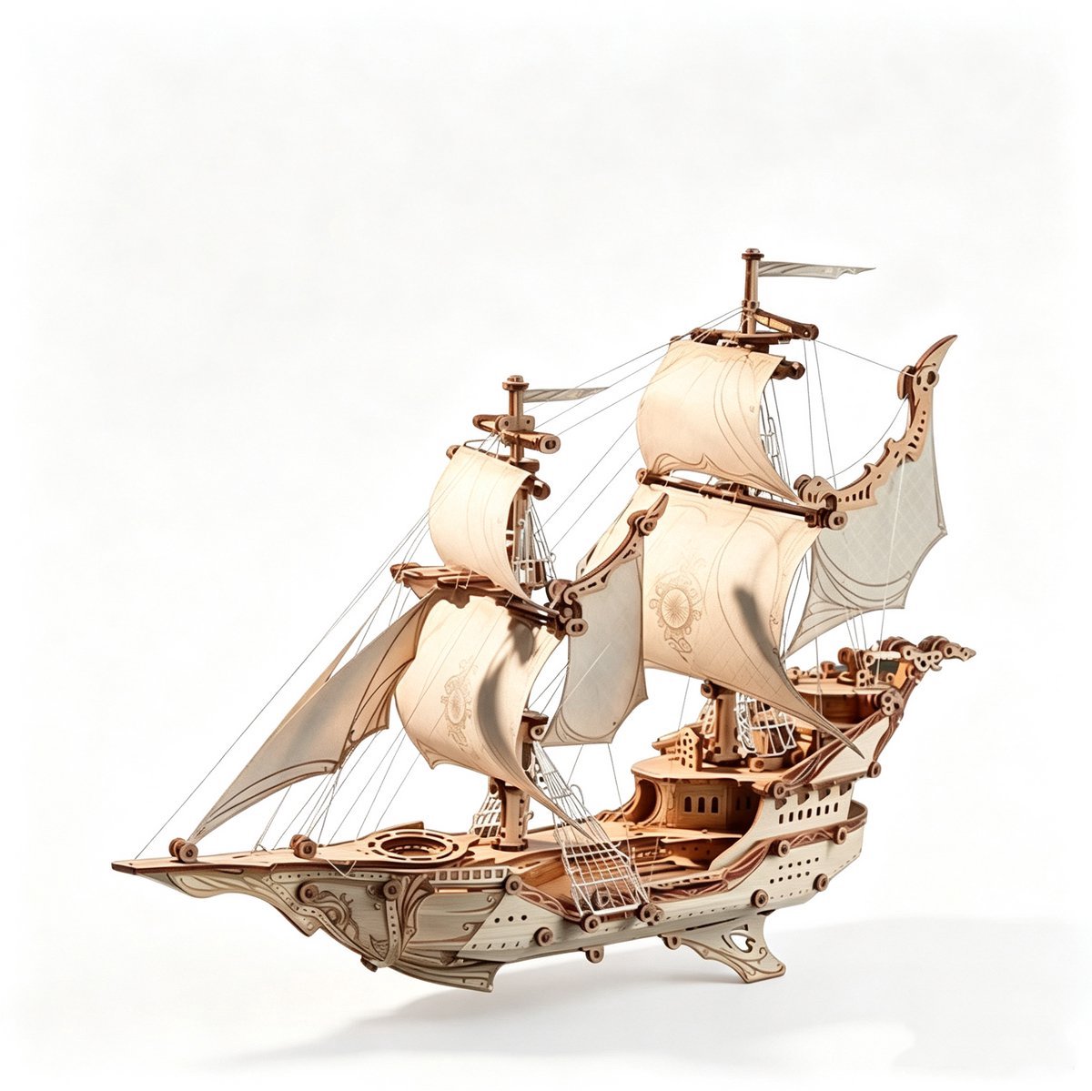 Casalora 3D Puzzels Hout - DIY Houten Miniatuurhuis Bouwpakket – Elfenschip met LED-verlichting – Creatieve 3D Puzzel Houten modelbouwpakket van Hout – Cadeau voor Volwassenen en Tieners