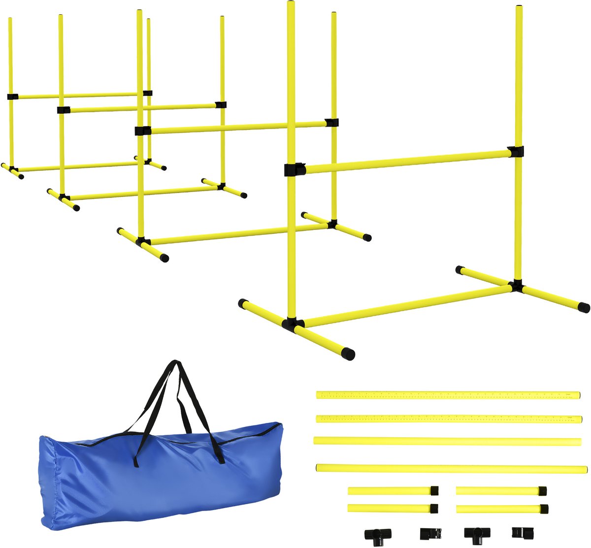 PawHut Behendigheidsset voor huisdieren - Kunststof - 99x65x94cm - Geel