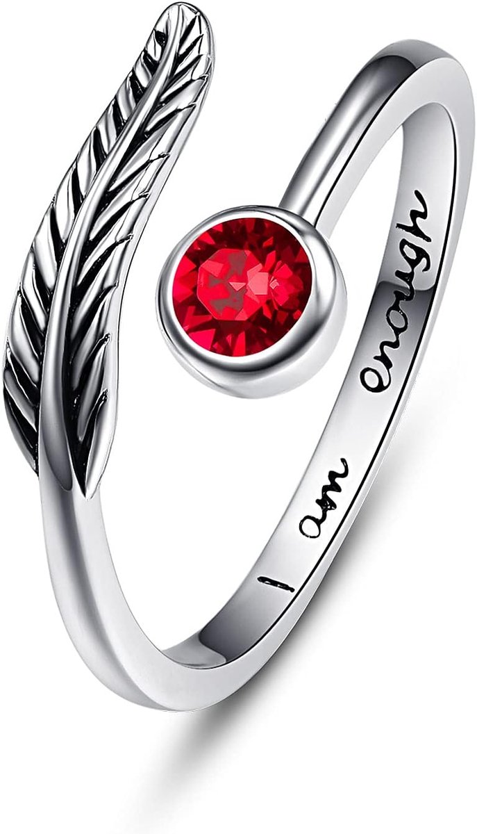 verstelbare open veerring, 925 sterling zilveren geboortesteen ring, sieraden cadeau, verjaardagscadeau voor moeder, vrouwen, vrouw, meisjes, Zirkonia
