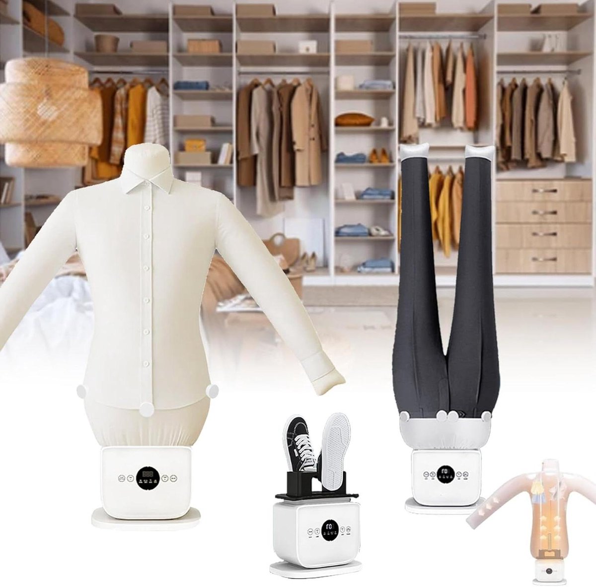 Automatische Strijkmachine - Stoomstrijkpop - Kreukvrij Strijken - Handsfree Droog & Strijk - 8-10 Minuten - Wit
