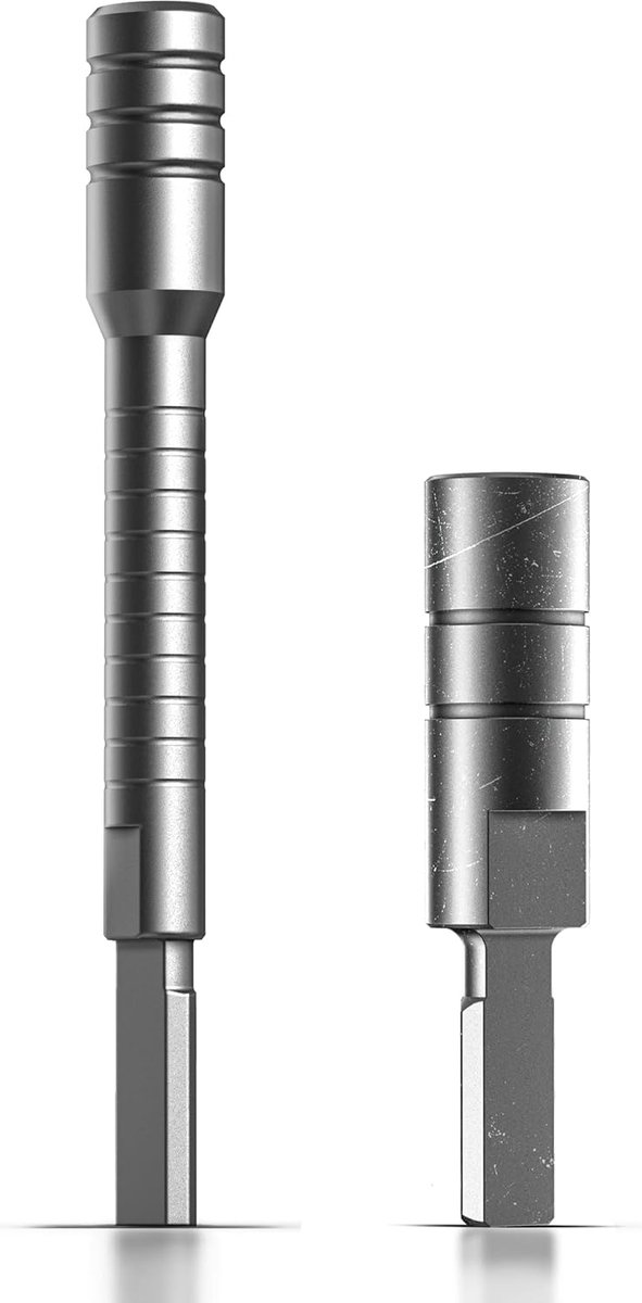 Flat-end Bit Driver Extender en Hex Adapter Ontworpen voor Leatherman Multi-Tools, Gehard 1/4" Hex Adapter en Bit-kit Verlengschroevendraaier, geborsteld staal (2 stuks Toevoegen Aan