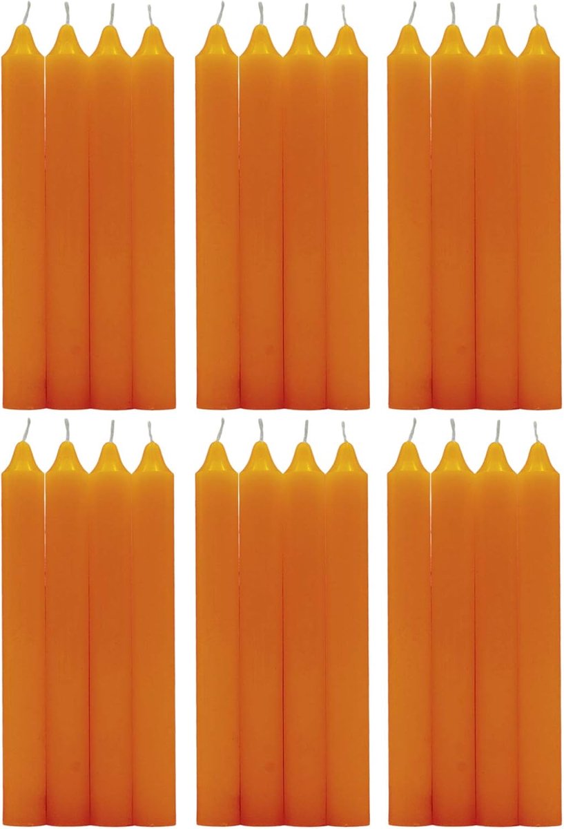 Hansel Home- 24 Stuks Tafelkaarsen, staafkaarsen hoogte 17.5cm, Ø1,8 cm,kandelaar kaarsen, Kleur Oranje