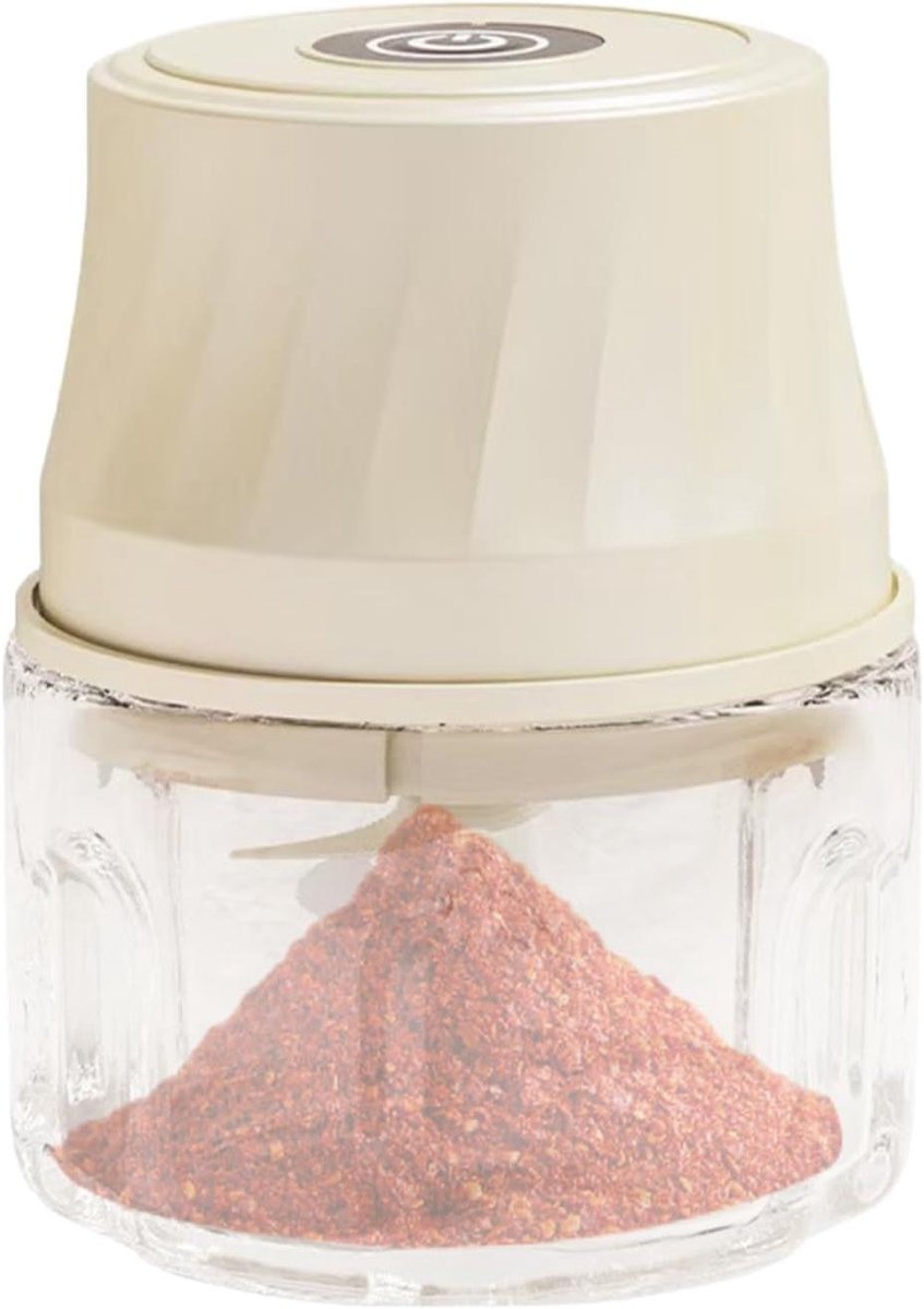 Mini Hakker - Keukenmachine Knoflook - Snel Ingrediënten Hakken - Eenknopsbediening - 350ml Capaciteit - Crèmekleurig