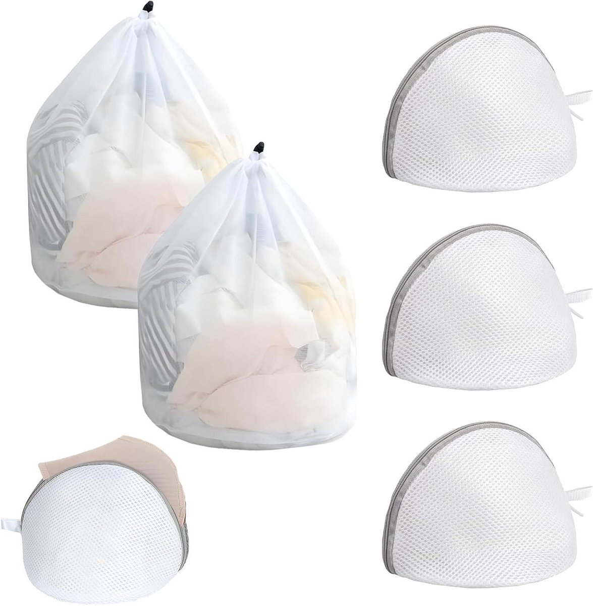 Wasnet Set - Beschermzakken Kleding - Zachte Wasverzorging - Fijnmazig Ontwerp - 5 Stuks - Wit