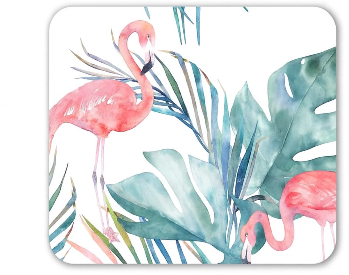 Muismat 240 x 200 mm - Flamingo print - Roze kleuren - Ideaal voor thuis en op kantoor - SnelShoppen