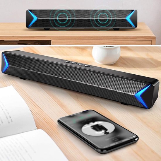 Soundbar Luidspreker - Draadloos Geluid - Film Geluid Verbeteren - Ingebouwde Subwoofer - 2.0 Kanaals - Zwart — afbeelding 2