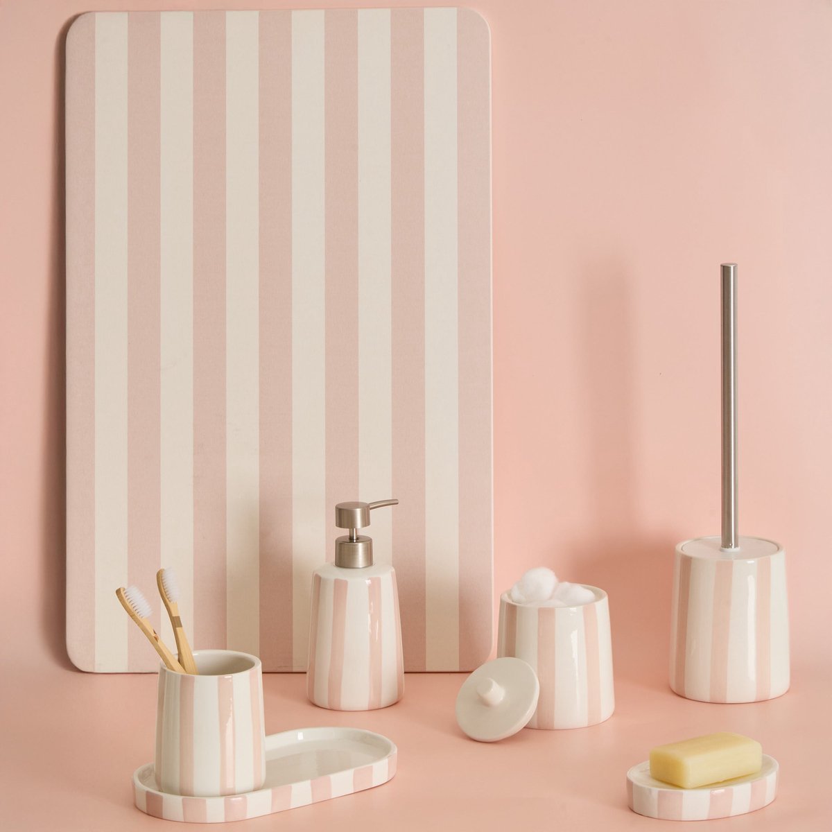 5Five Strio Wattenschijfhouder - Ø10xH13cm - Roze