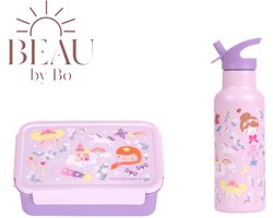 Bundel A Little Lovely Company Back to school set - Drinkfles XL RVS/Bentobox - Princesses
