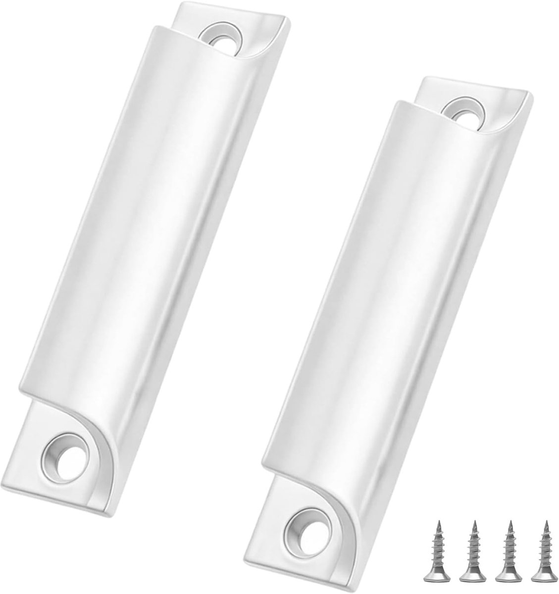 2 stuks terrasdeurgreep buiten 90 mm, gebogen balkondeurgreep, wit, aluminiumlegering, deurgreep, schuifdeur, terrasdeurgreep met 4 schroeven, voor deuren, ramen, kasten en laden