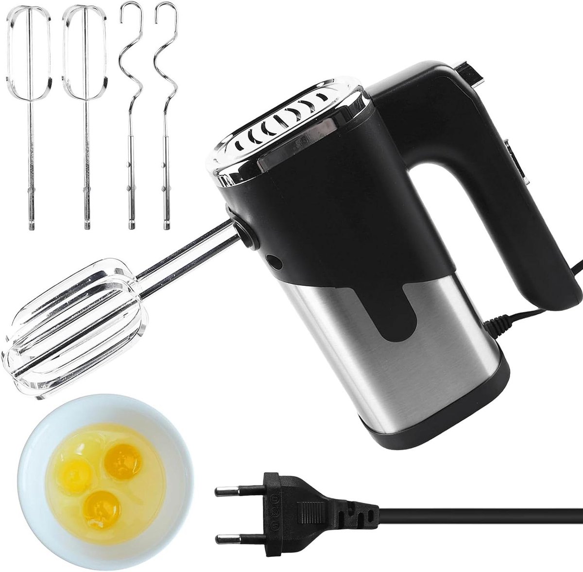 Handmixer - Keukenmixer - Deeg Kneden - 7 Snelheden - 800W Vermogen - Zwart