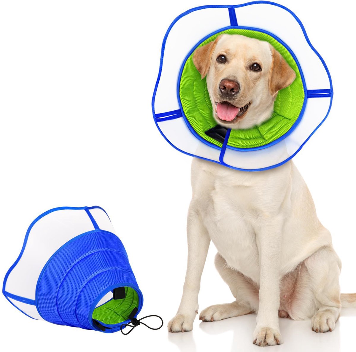 VHV - Beschermkraag Hond - Zachte Mesh Anti-Lik Kraag M - Blauw - Verstelbaar voor Herstel na Operatie