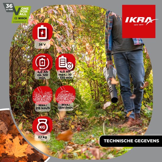 IKRA Bosch 36 V accu-bladblazer IB-LB 36, blaassnelheid tot 215 km/u - exclusief accu en oplader van IKRA — afbeelding 5