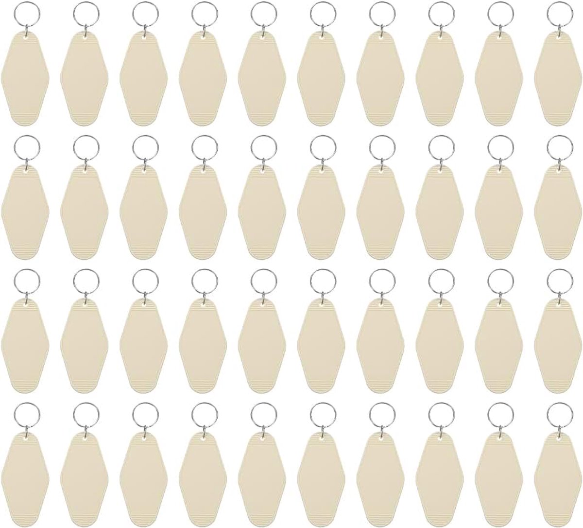 40 stuks lege hotelsleutelhangers, vintage sleutelhangers van kunststof, ruit, motel voor sleutelhanger, doe-het-zelf bagage-etiketten, abrikoos