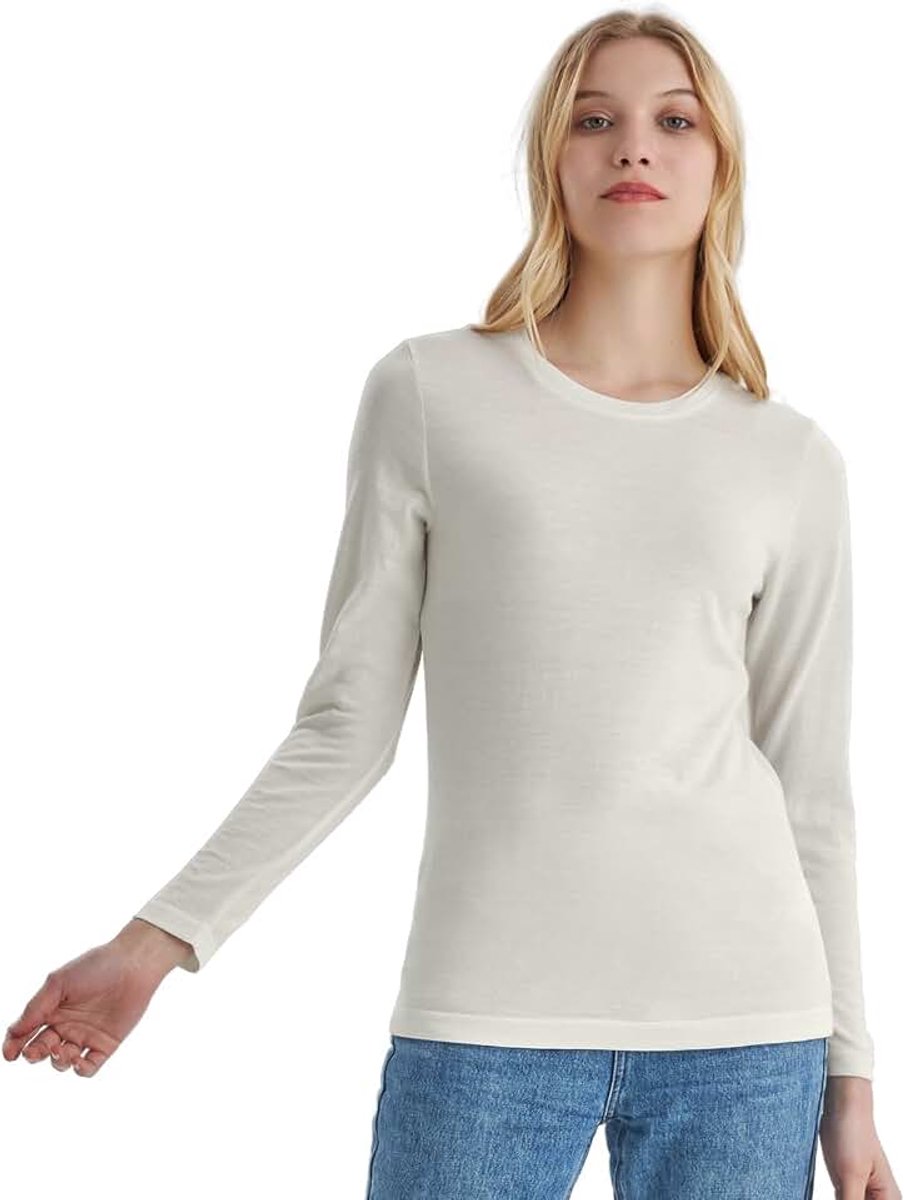 Protect 100% Merinowol Dames Thermisch Ondergoed Lichtgewicht Zachte Lange Mouwen Shirt Geschikt Voor Wandelen En Skiën