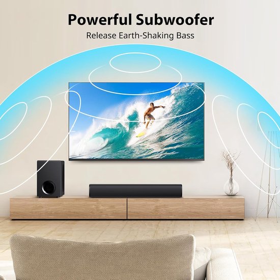 Soundbar met Subwoofer - Home Cinema - Films en Muziek - Diepe Bas - 446 cm - Zwart — afbeelding 3
