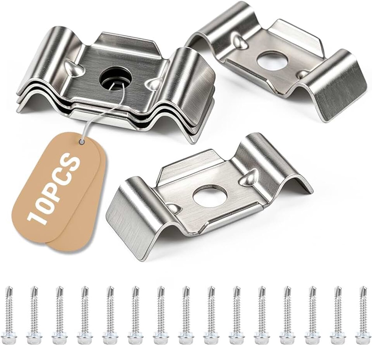 10 x dubbele stang mat hek accessoires gemaakt van V2A roestvrij staal, staaf mat hek bevestiging met 15 zeshoekige plaatschroeven dubbele staaf mat hek bevestiging, staaf mat hek accessoires